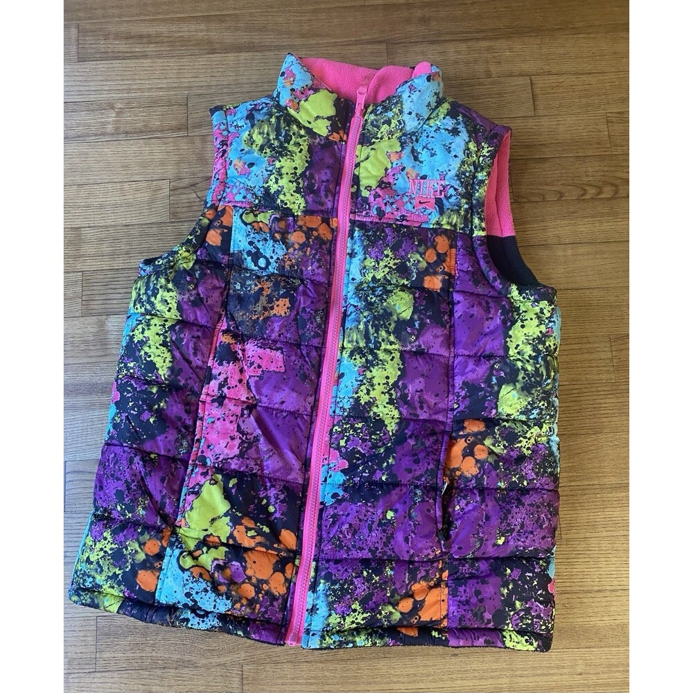 Nike Girls Puffer Vest XL Reversible Graffiti 90s street style grunge 13-15yrs